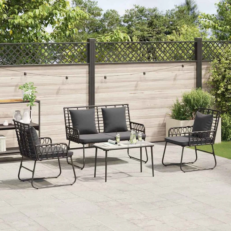 Garden Furniture Set 4 pcs Black and Anthracite Poly Rattan