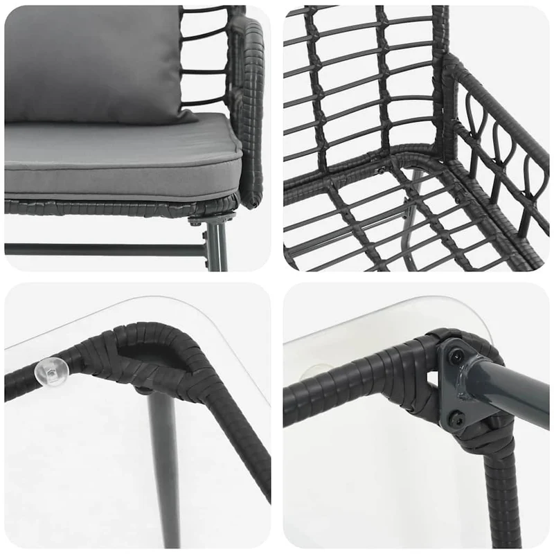 Garden Furniture Set 4 pcs Black and Anthracite Poly Rattan