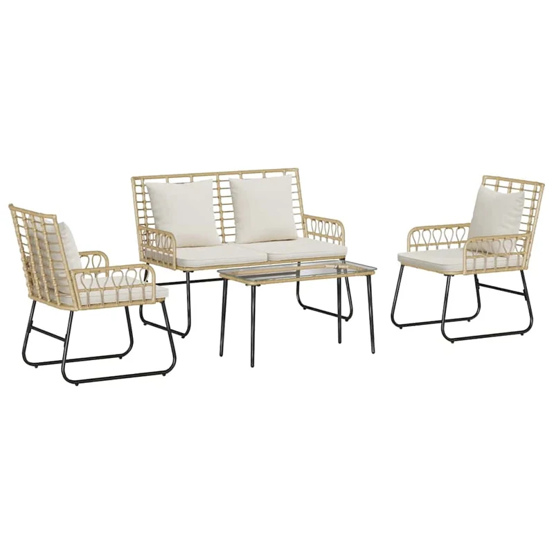Garden Furniture Set 4 pcs Black and Anthracite Poly Rattan