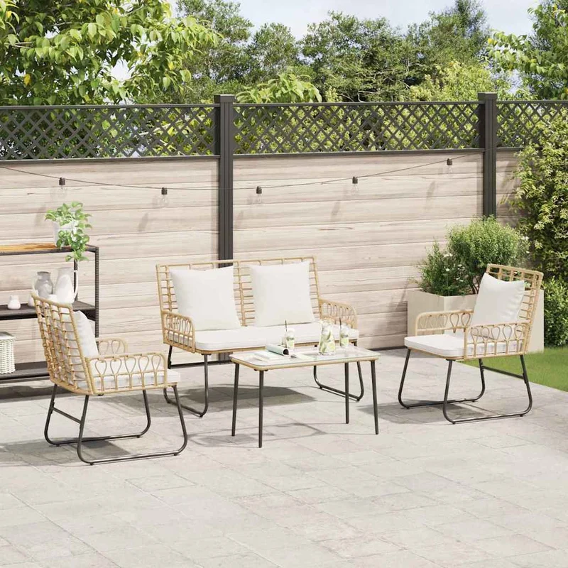 Garden Furniture Set 4 pcs Black and Anthracite Poly Rattan