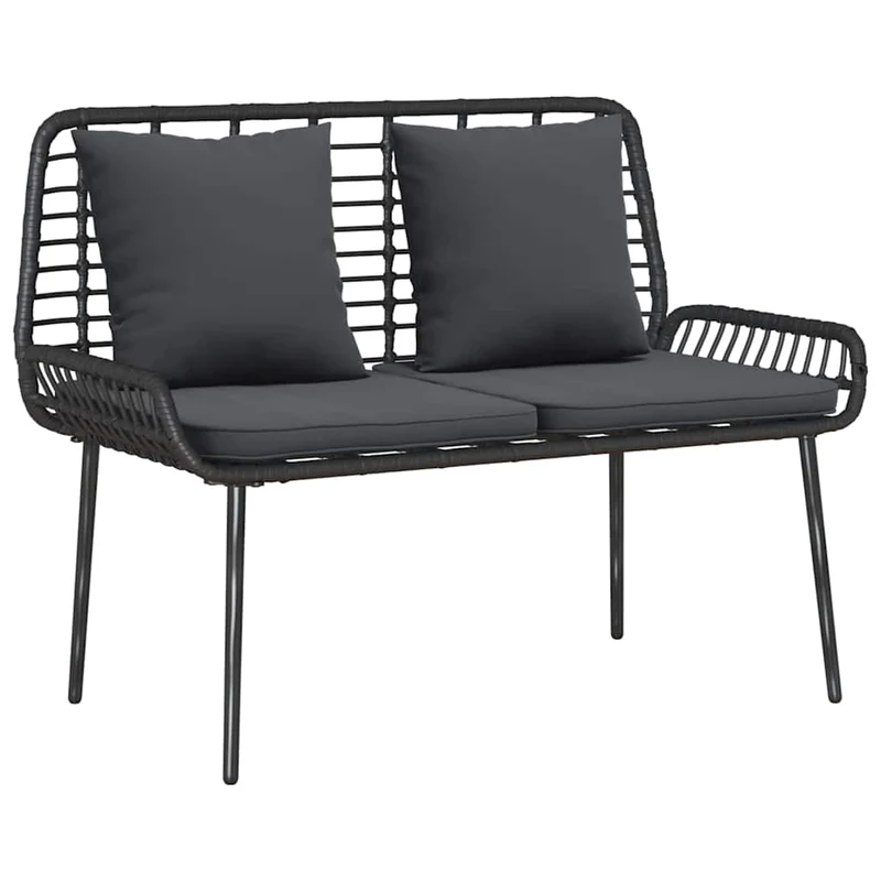 Garden Furniture Set 4 pcs Black and Cream Poly Rattan