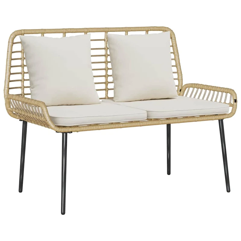 Garden Furniture Set 4 pcs Black and Cream Poly Rattan