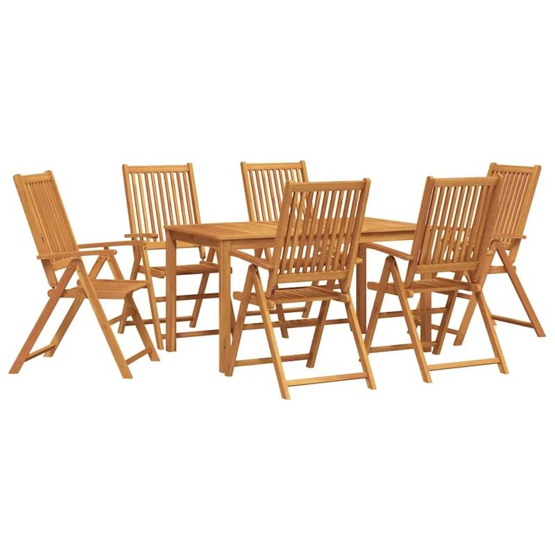 Garden Dining Set 7 pcs 6-Seaters Natural Solid Acacia Wood
