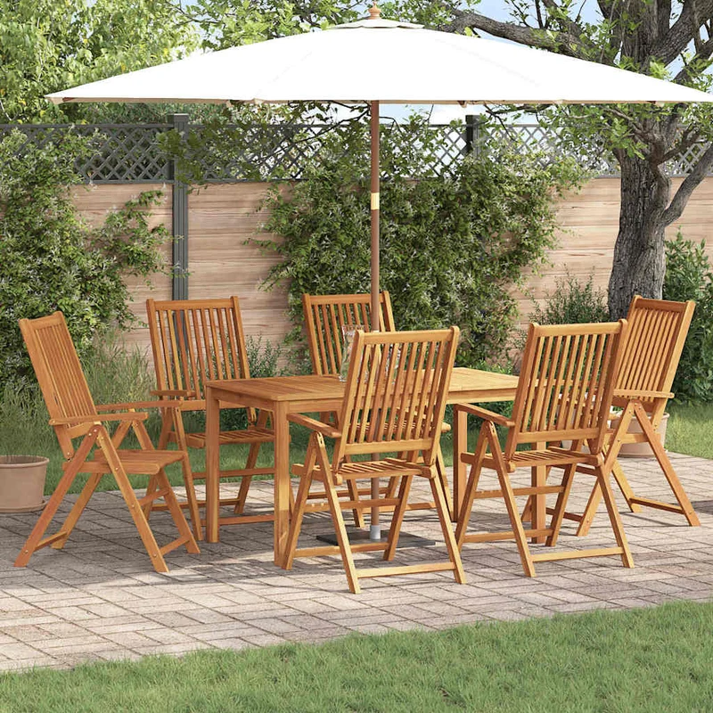 Garden Dining Set 7 pcs 6-Seaters Natural Solid Acacia Wood