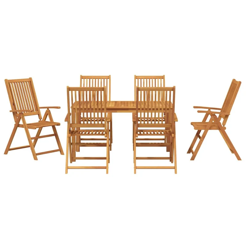 Garden Dining Set 7 pcs 6-Seaters Natural Solid Acacia Wood