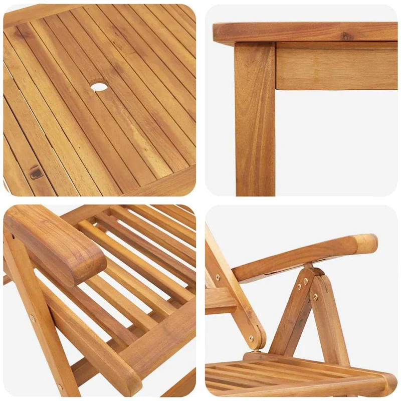 Garden Dining Set 7 pcs 6-Seaters Natural Solid Acacia Wood