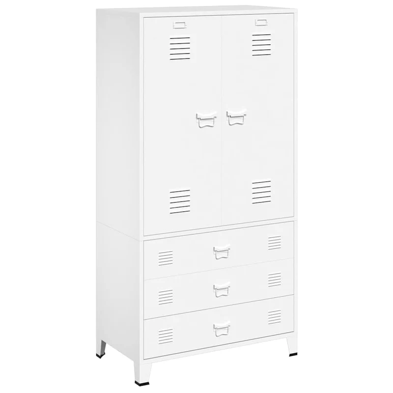 339614 vidaXL Industrial Wardrobe White 90x50x180 cm Metal