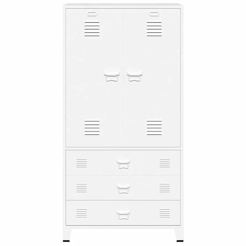 339614 vidaXL Industrial Wardrobe White 90x50x180 cm Metal