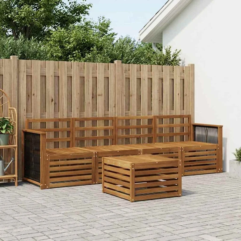 Outdoor Sofa Set 5 pcs Natural Solid Acacia Wood