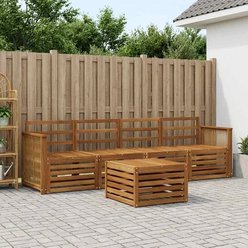 Outdoor Sofa Set 5 pcs Natural Solid Acacia Wood