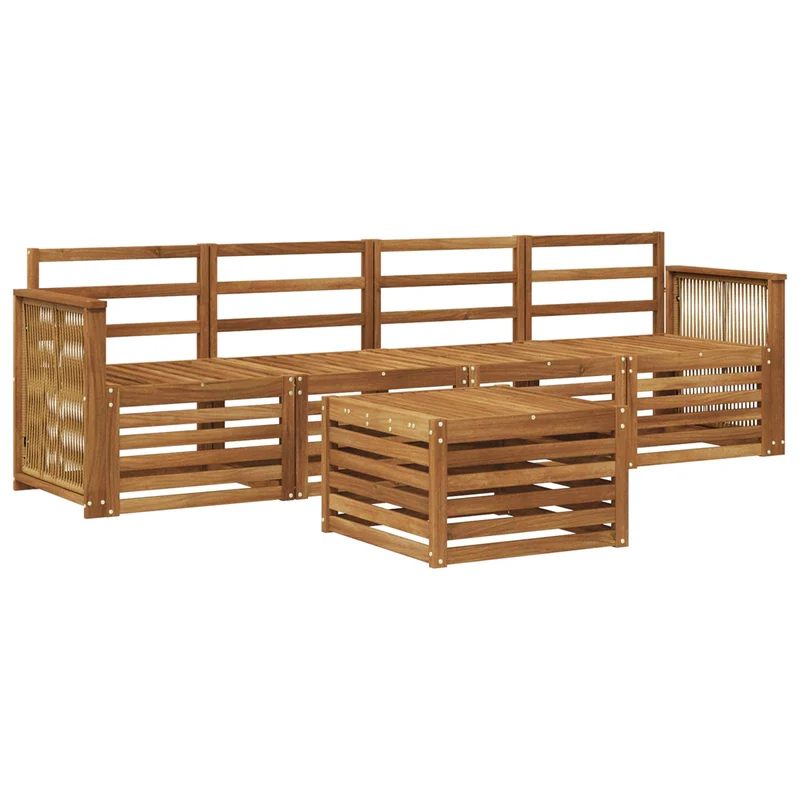 Outdoor Sofa Set 5 pcs Natural Solid Acacia Wood
