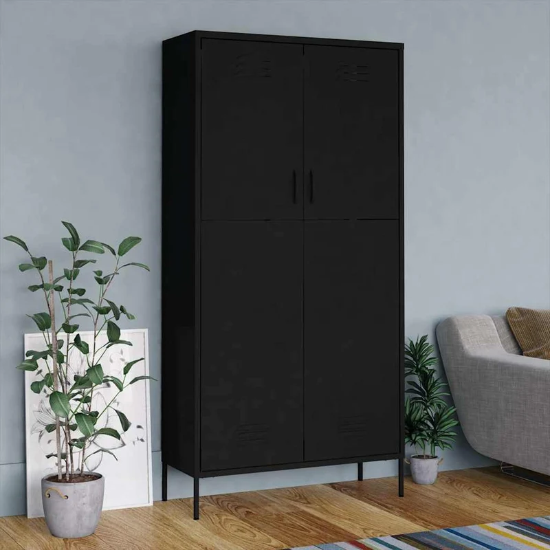 336250 vidaXL Wardrobe Black 90x50x180 cm Steel