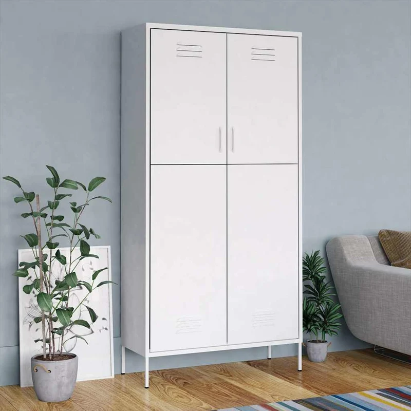 336251 vidaXL Wardrobe White 90x50x180 cm Steel