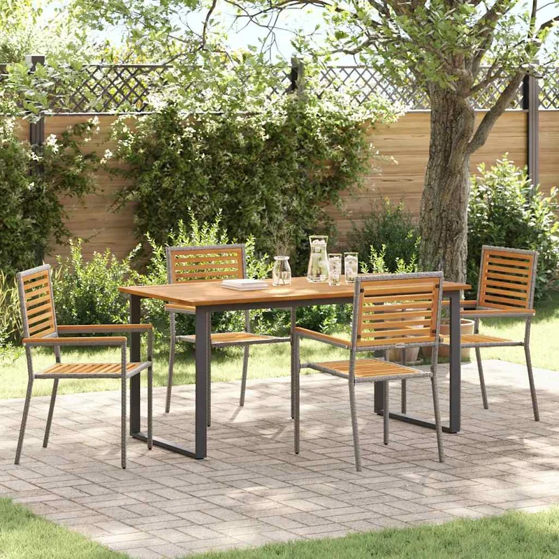 Garden Dining Set 5 pcs Grey Solid Acacia Wood