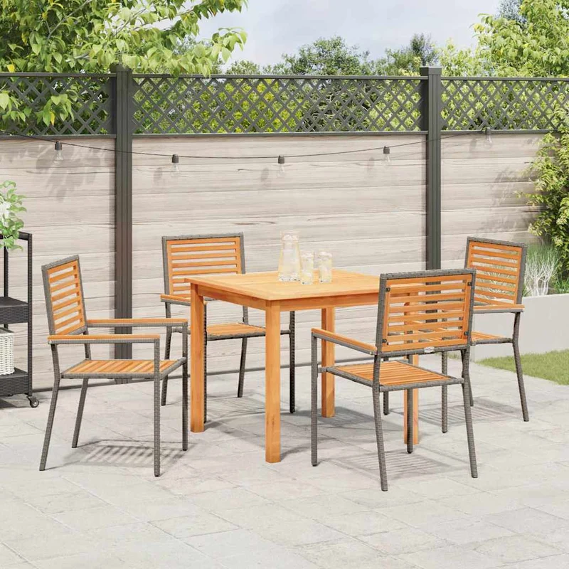 Garden Dining Set 5 pcs Grey Solid Acacia Wood