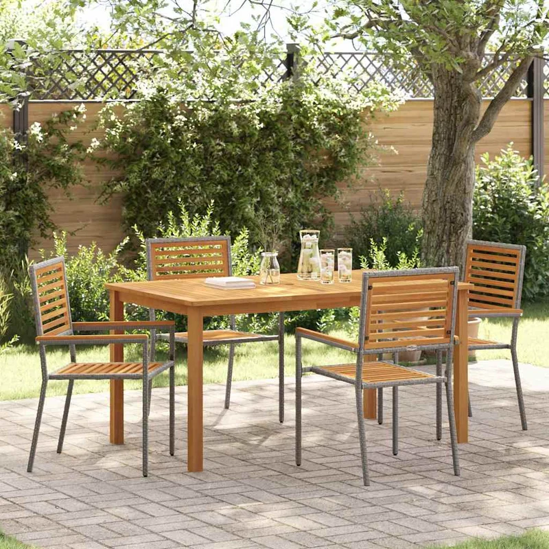 Garden Dining Set 5 pcs Grey Solid Acacia Wood