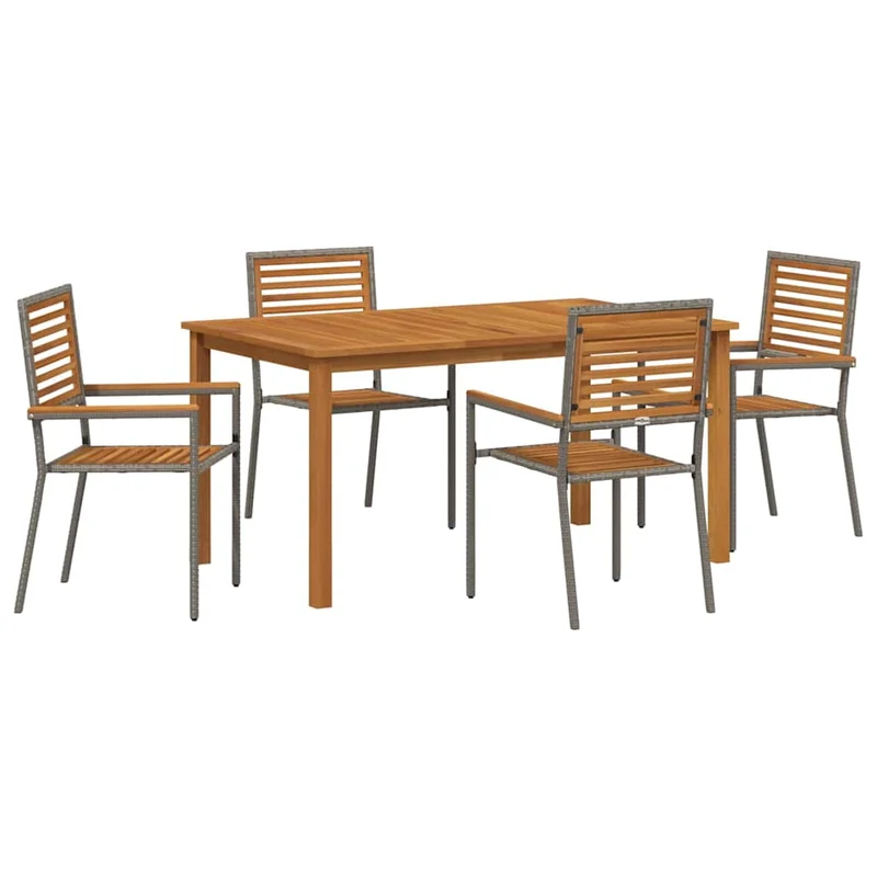 Garden Dining Set 5 pcs Grey Solid Acacia Wood