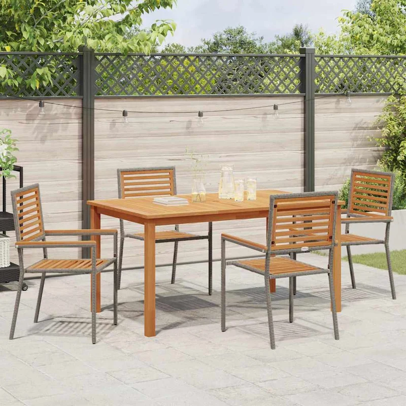 Garden Dining Set 5 pcs Grey Solid Acacia Wood