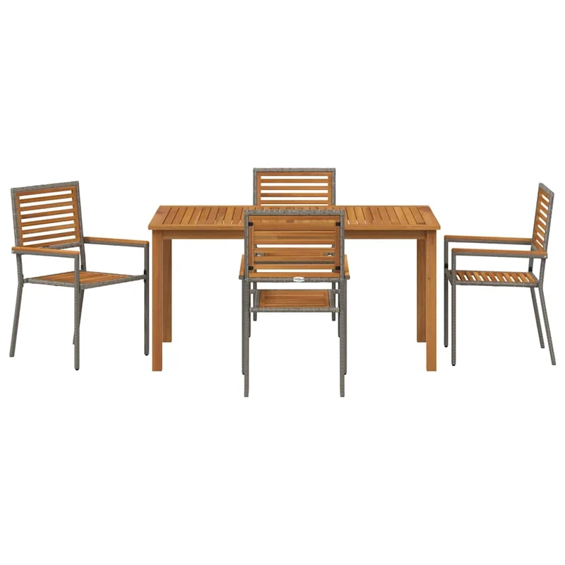 Garden Dining Set 5 pcs Grey Solid Acacia Wood