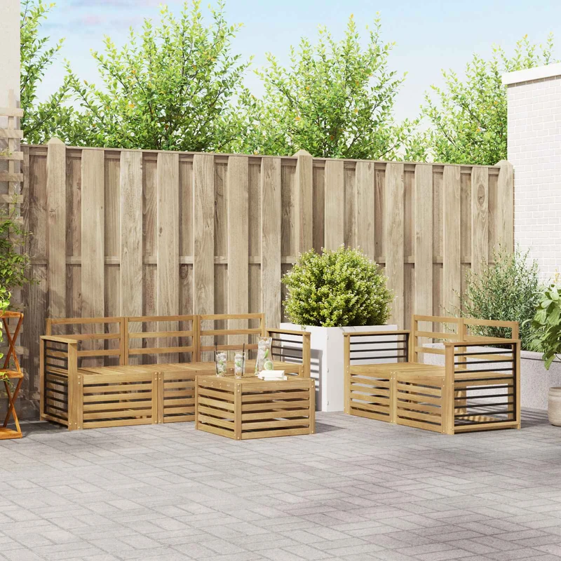 Outdoor Sofa Set 6 pcs White Solid Acacia Wood