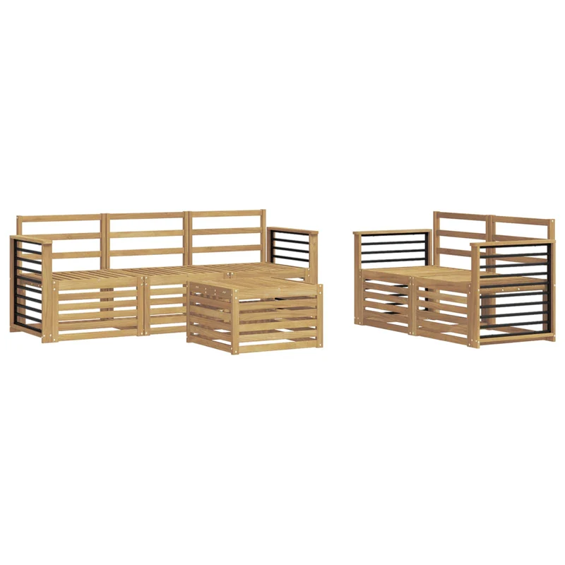 Outdoor Sofa Set 6 pcs White Solid Acacia Wood
