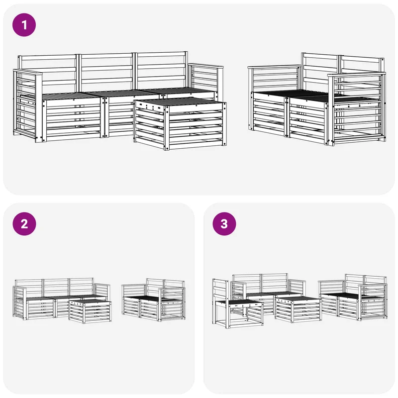 Outdoor Sofa Set 6 pcs White Solid Acacia Wood