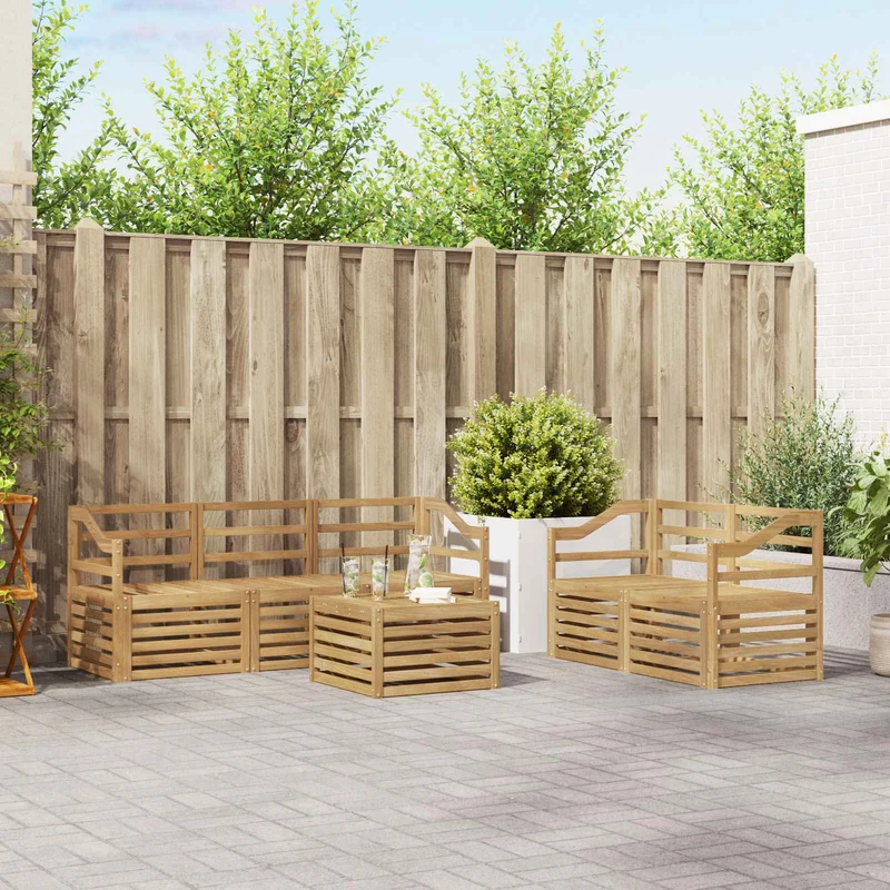 Outdoor Sofa Set 6 pcs White Solid Acacia Wood