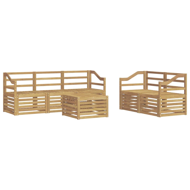 Outdoor Sofa Set 6 pcs White Solid Acacia Wood