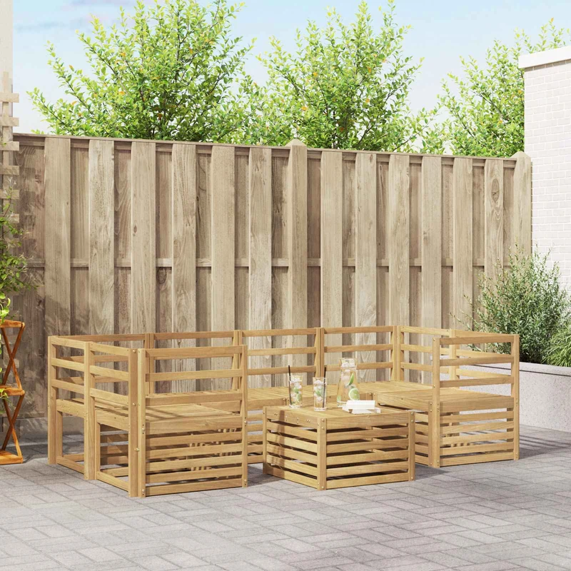 Outdoor Sofa Set 7 pcs White Solid Acacia Wood