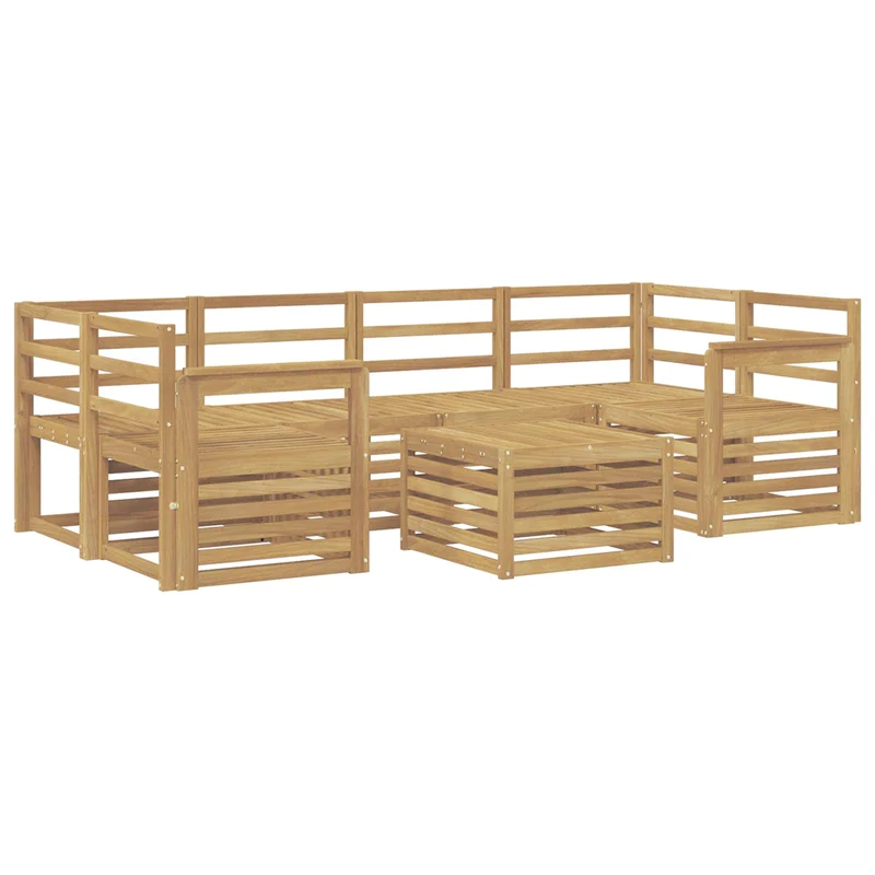 Outdoor Sofa Set 7 pcs White Solid Acacia Wood