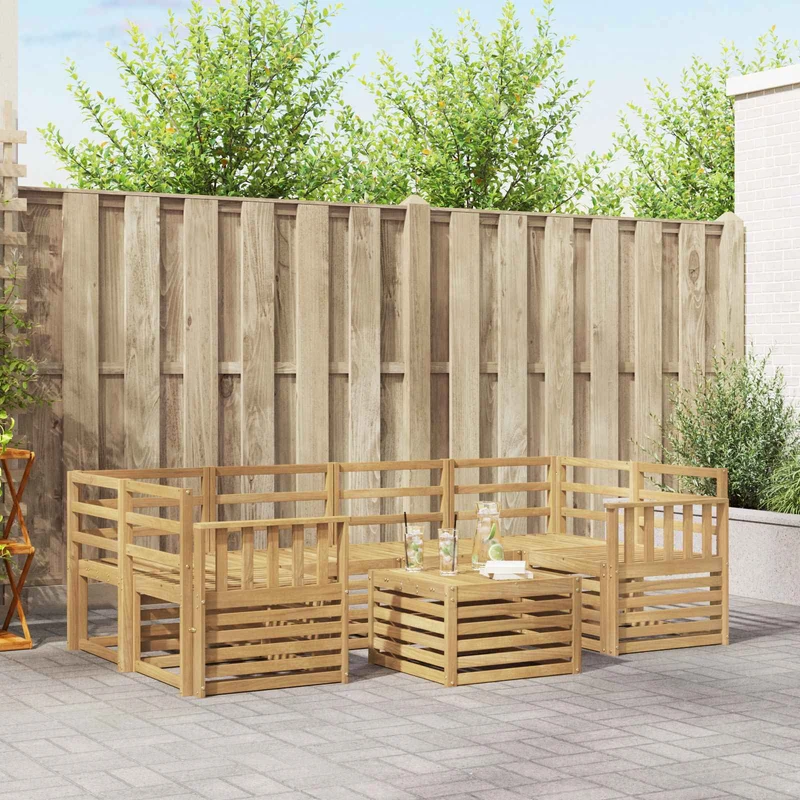 Outdoor Sofa Set 7 pcs White Solid Acacia Wood