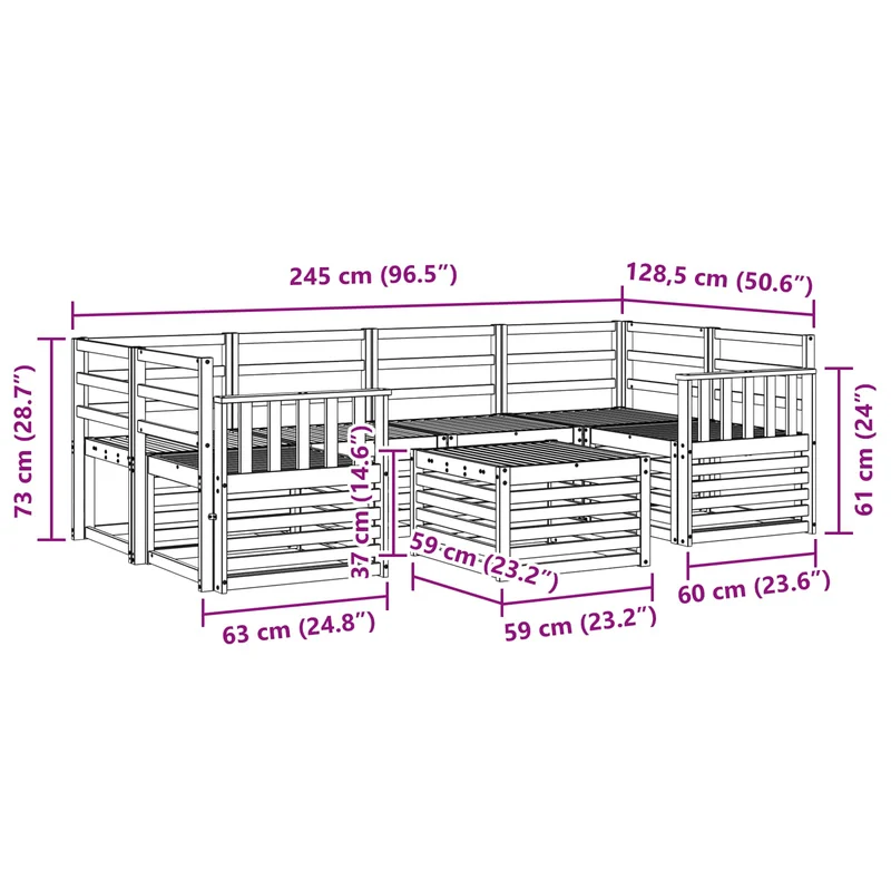 Outdoor Sofa Set 7 pcs White Solid Acacia Wood