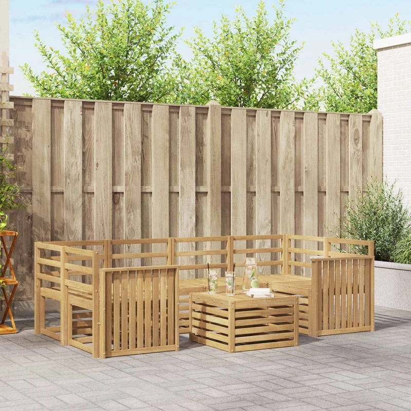 Outdoor Sofa Set 7 pcs White Solid Acacia Wood