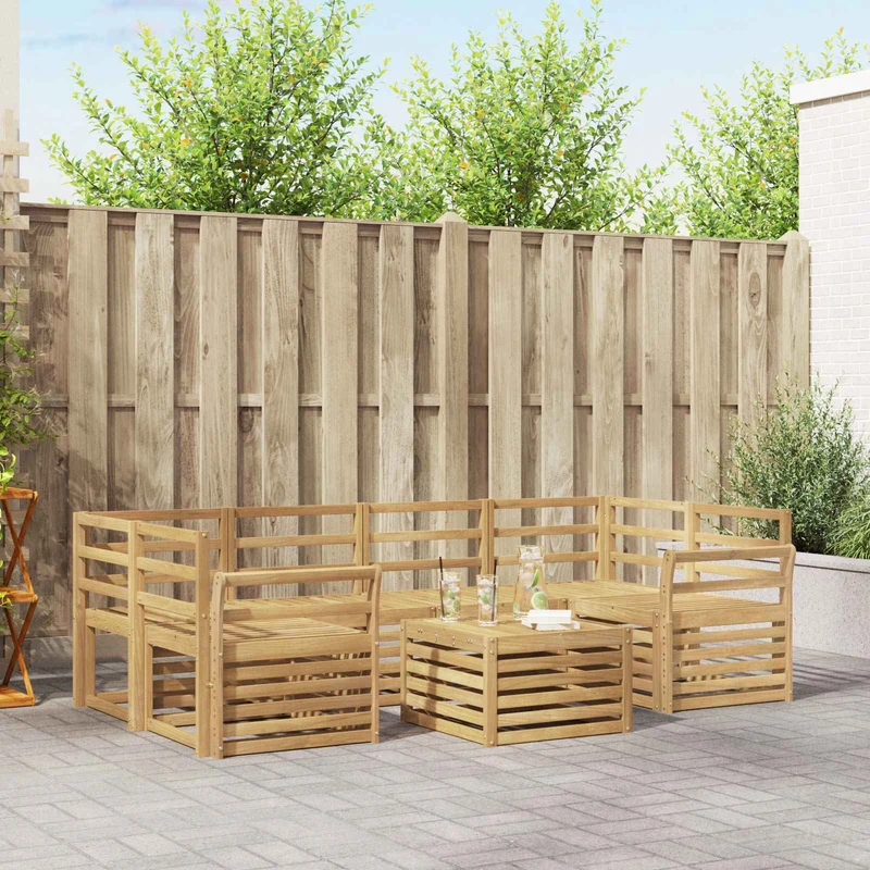 Outdoor Sofa Set 7 pcs White Solid Acacia Wood
