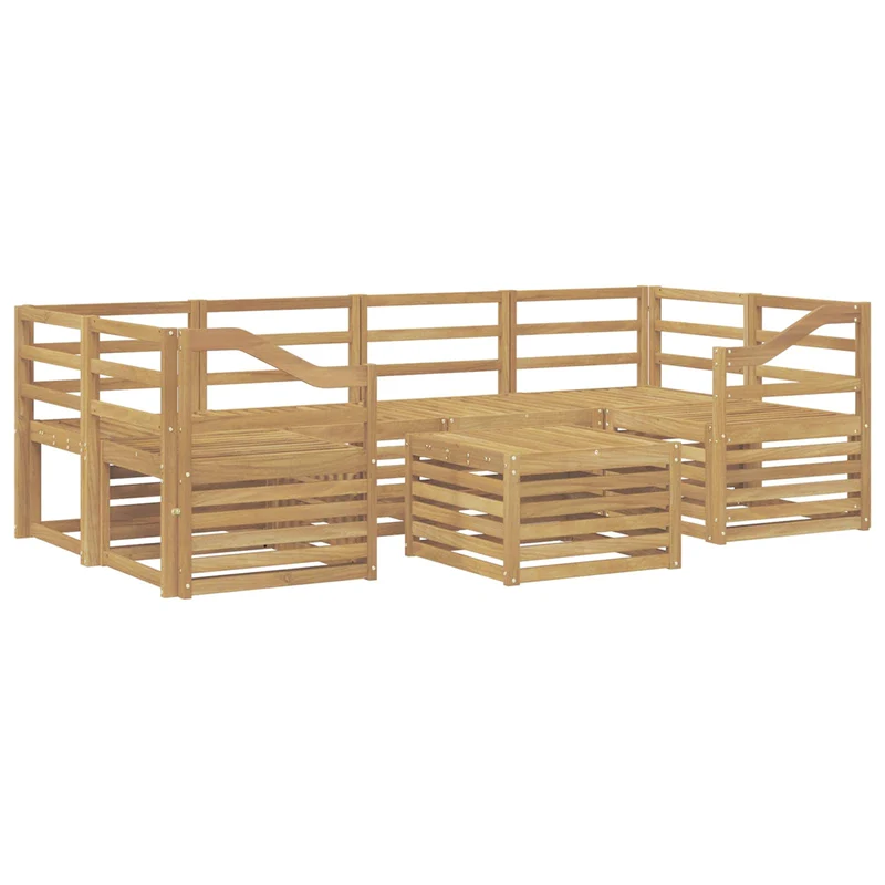 Outdoor Sofa Set 7 pcs White Solid Acacia Wood