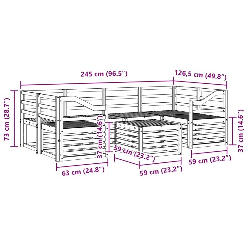 Outdoor Sofa Set 7 pcs White Solid Acacia Wood