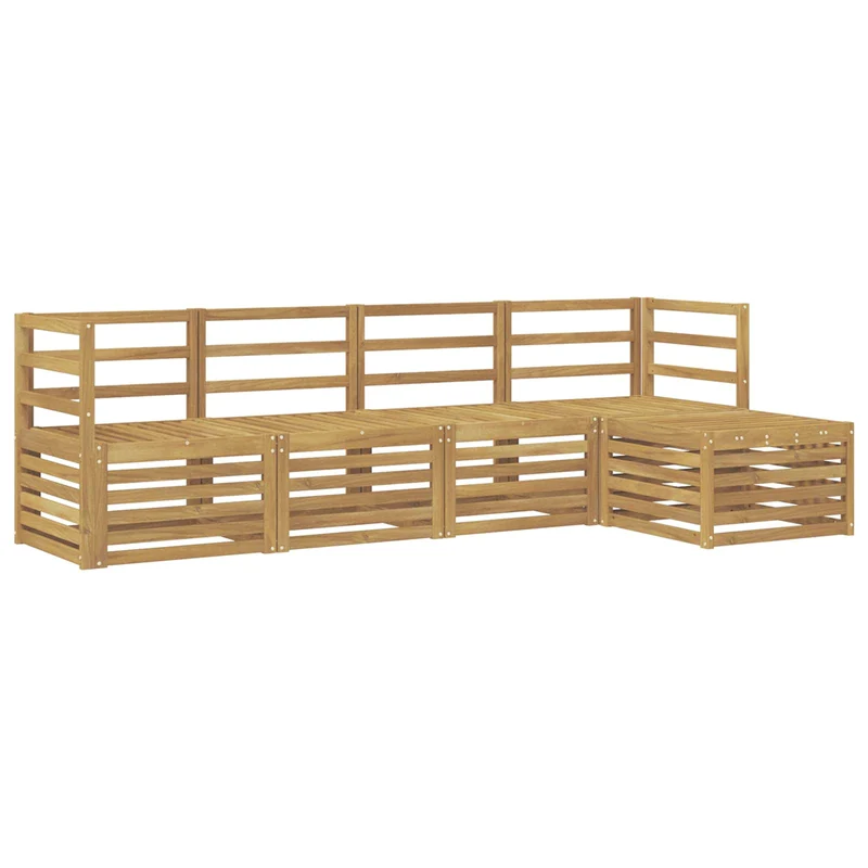 Outdoor Sofa Set 5 pcs White Solid Acacia Wood
