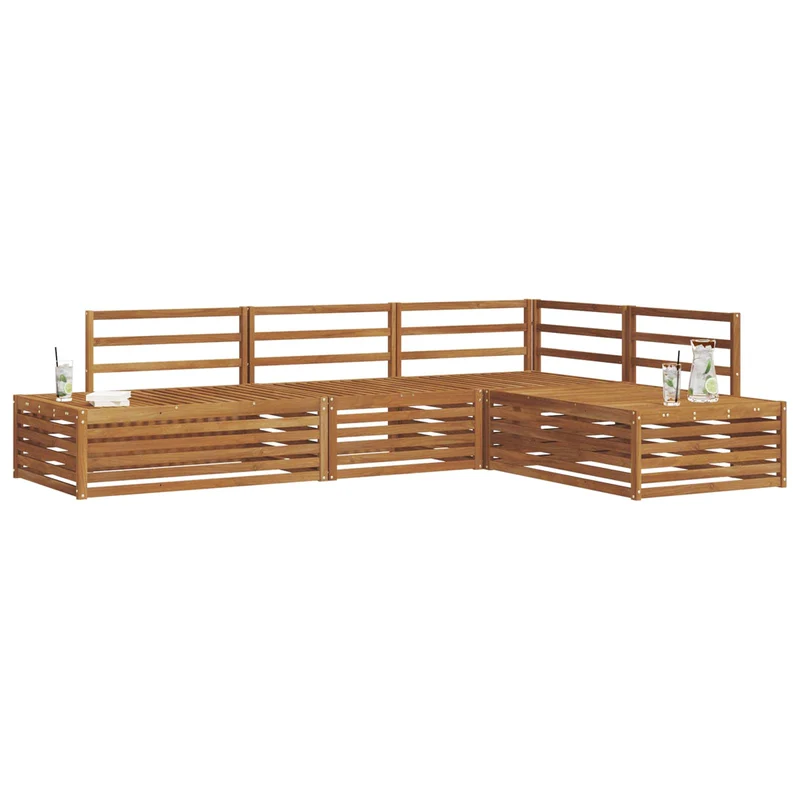 5 pcs Outdoor Sofa Set Solid Acacia Wood Natural