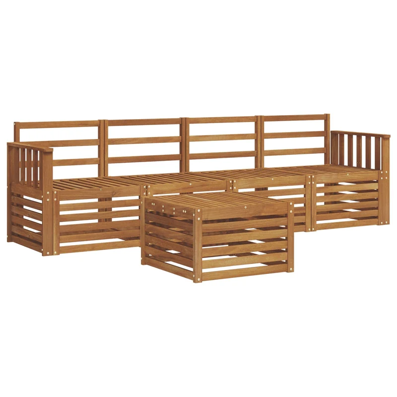 Outdoor Sofa Set 5 pcs Natural Solid Acacia Wood