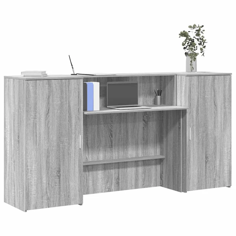 Reception Desk Grey Sonoma 200x50x103,5 cm Engineered Wood