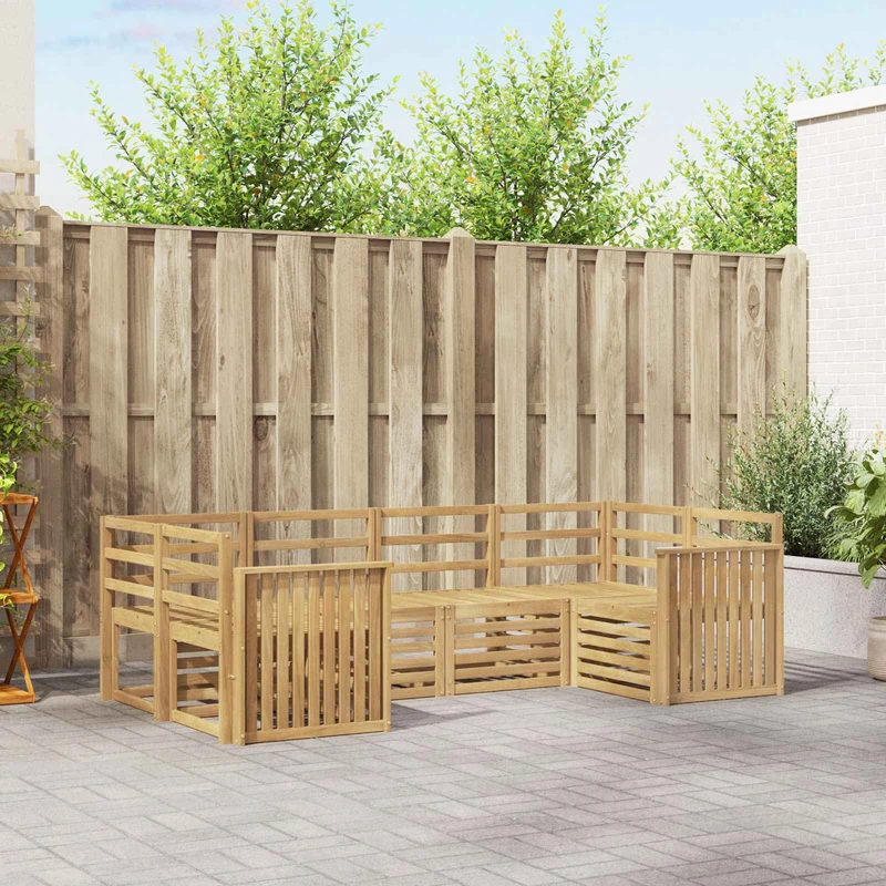 Outdoor Sofa Set 6 pcs White Solid Acacia Wood