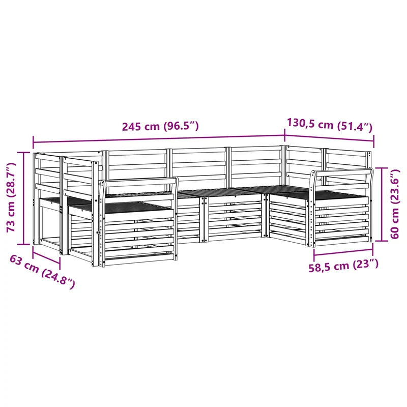 Outdoor Sofa Set 6 pcs White Solid Acacia Wood