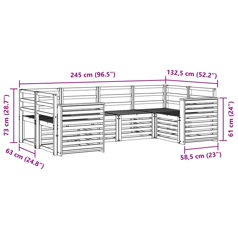 Outdoor Sofa Set 6 pcs White Solid Acacia Wood