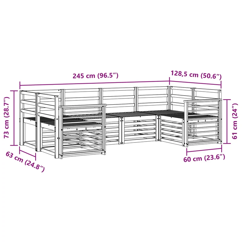Outdoor Sofa Set 6 pcs White Solid Acacia Wood