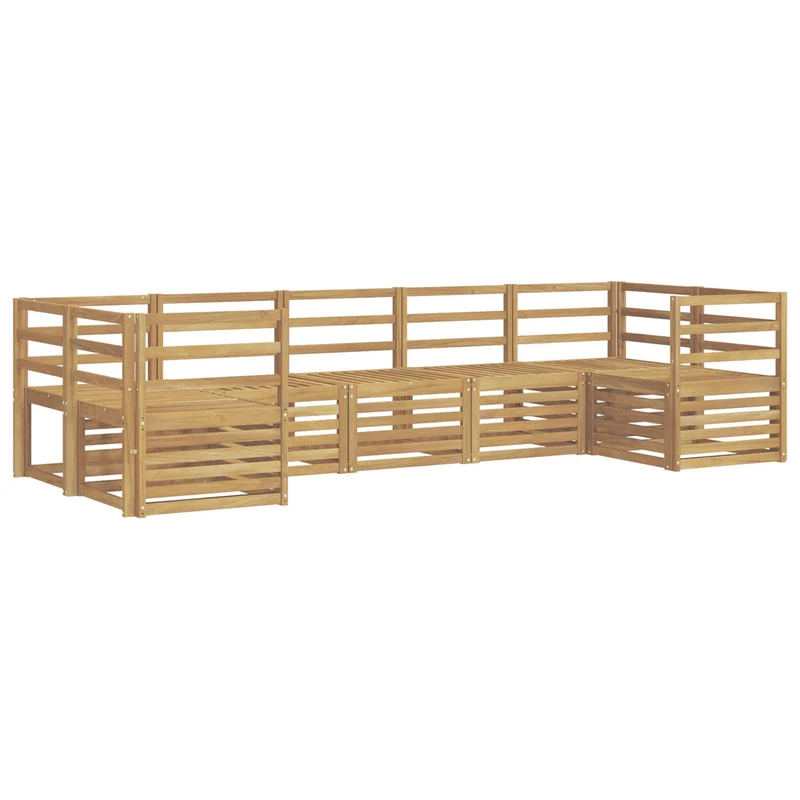 Outdoor Sofa Set 7 pcs White Solid Acacia Wood