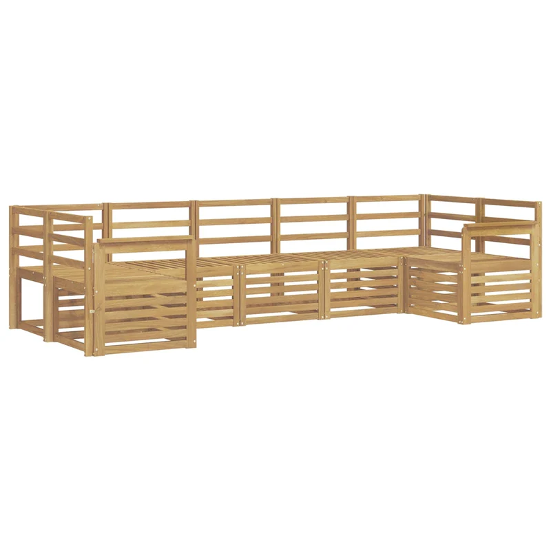 Outdoor Sofa Set 7 pcs White Solid Acacia Wood