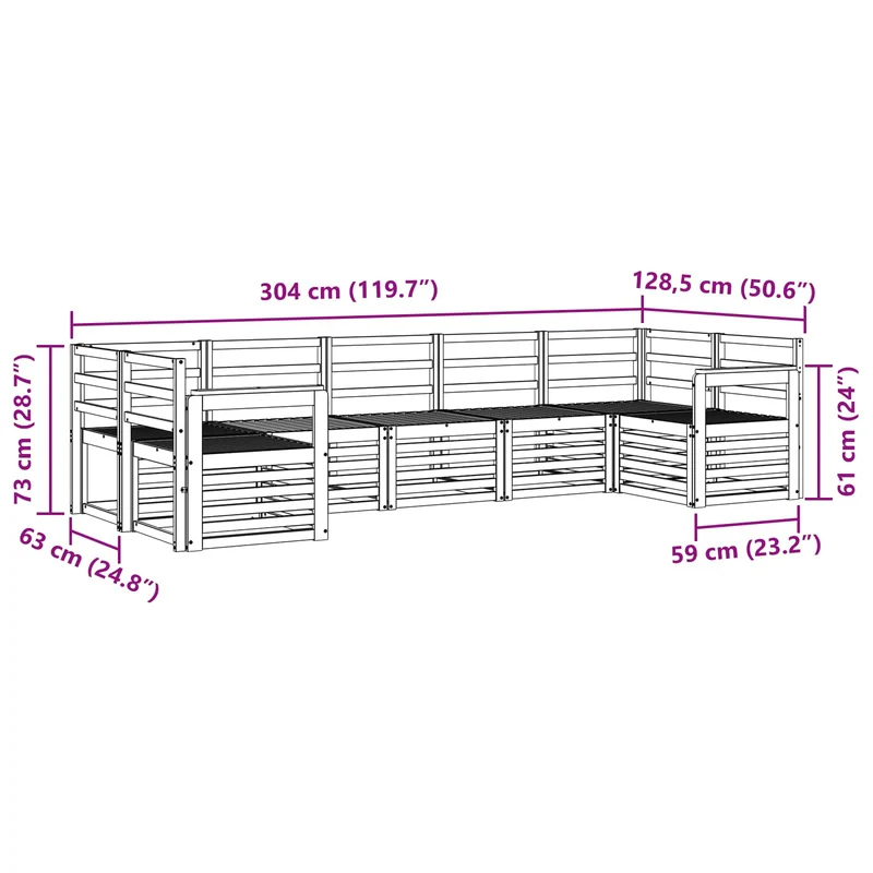 Outdoor Sofa Set 7 pcs White Solid Acacia Wood