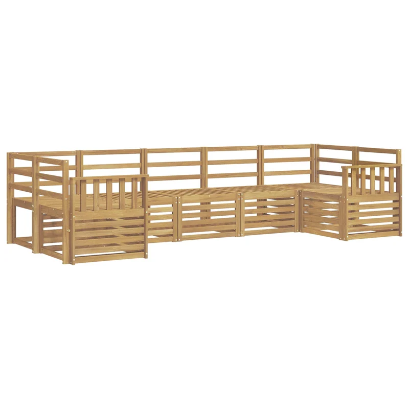 Outdoor Sofa Set 7 pcs White Solid Acacia Wood