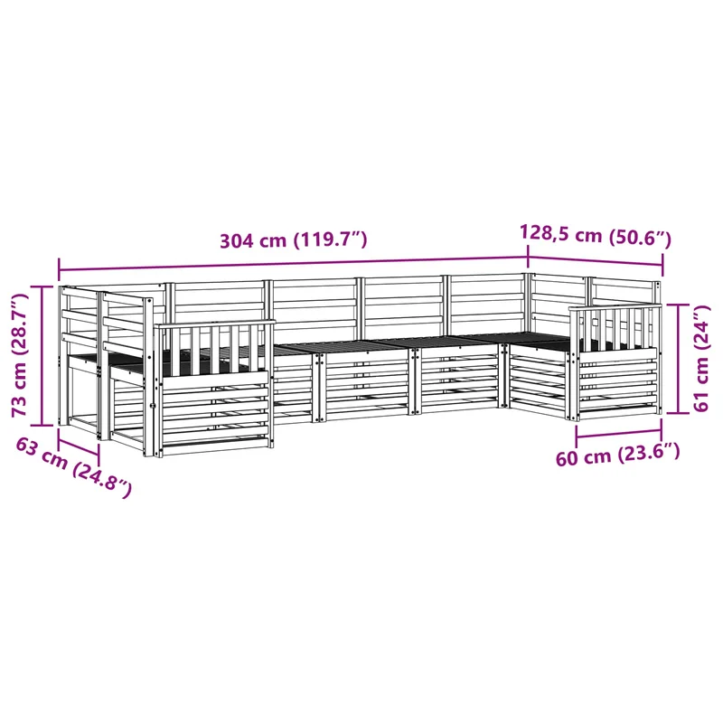 Outdoor Sofa Set 7 pcs White Solid Acacia Wood