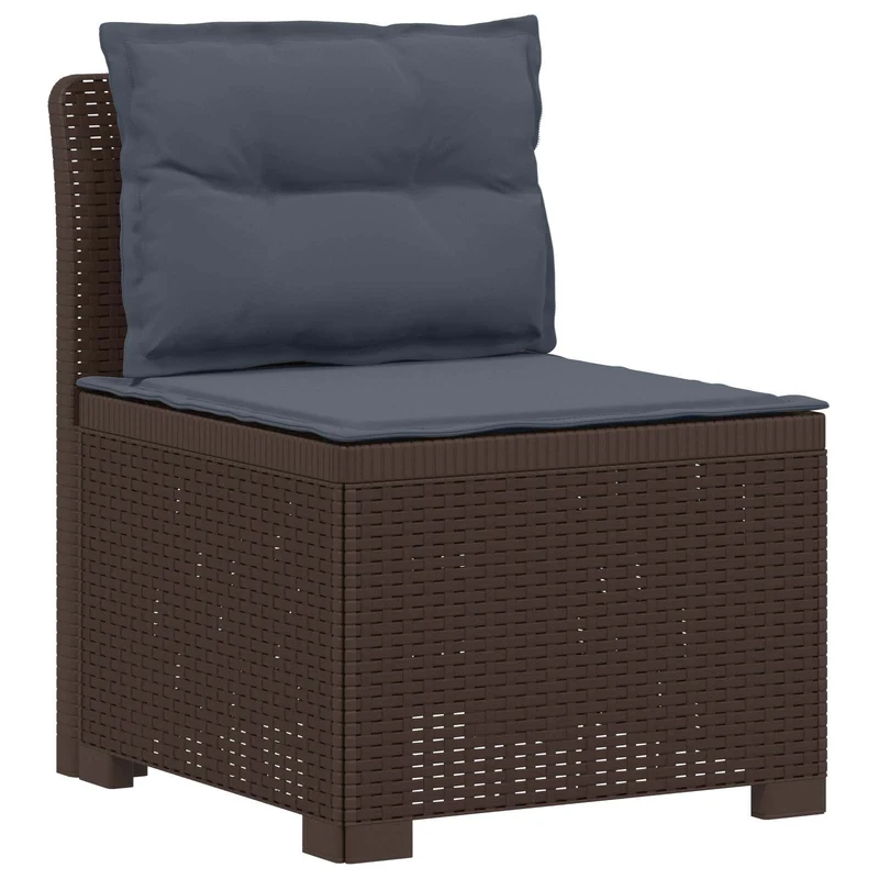 3-Seater Garden Sofa with Cushions Rattan Look PP Brown